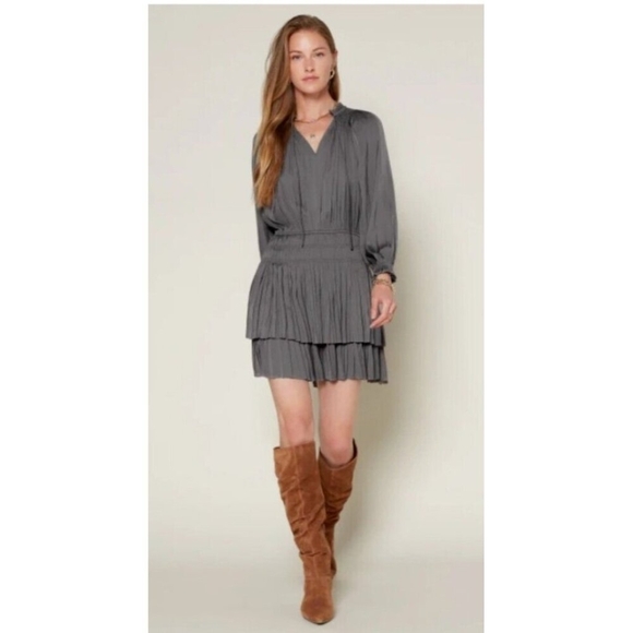 TaROO Aurelie Pleated Soft Mini Dress Olive Size S - Picture 3 of 14